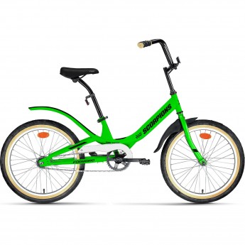 Велосипед FORWARD SCORPIONS 20 1.0, рама 10.5", 2022, ярко-зеленый/черный